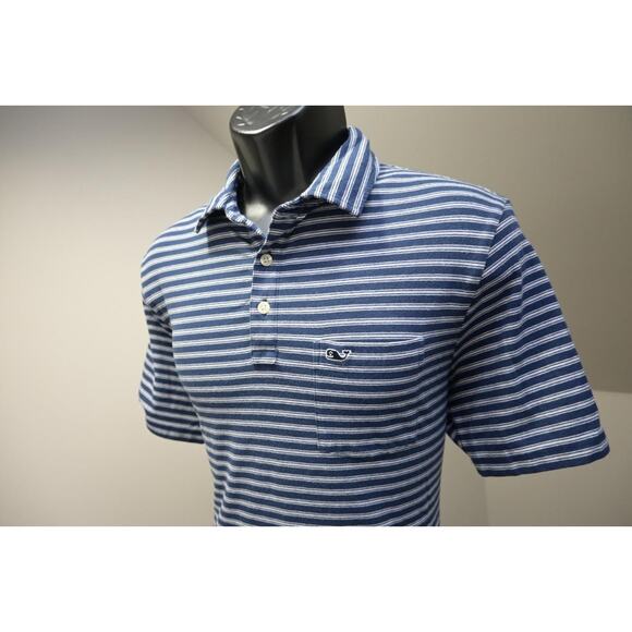 Vineyard Vines Edgartown Golf Polo Striped Cotton Blend Shirt Mens Size Medium - Picture 3 of 8